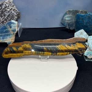 Tigers Eye Slab With Blue #1  10  X 2 inches